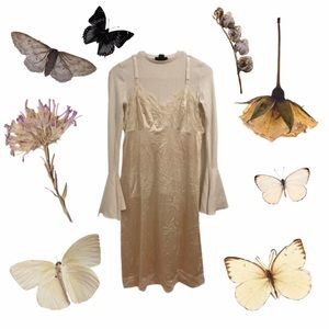 Vintage slip champagne colour dress.